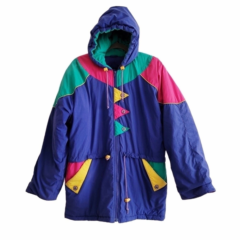 VTG 90s Colorful Puffer Ski Jacket Full Zip